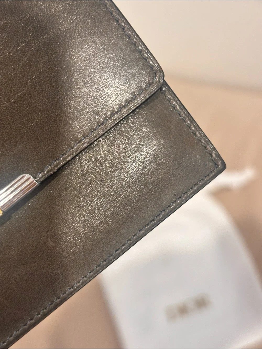 DIOR Vintage 80’s Gray Slim Leather Card Holder Wallet W/ Dustbag